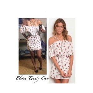 Floral Off Shoulder Draped Mini Dress